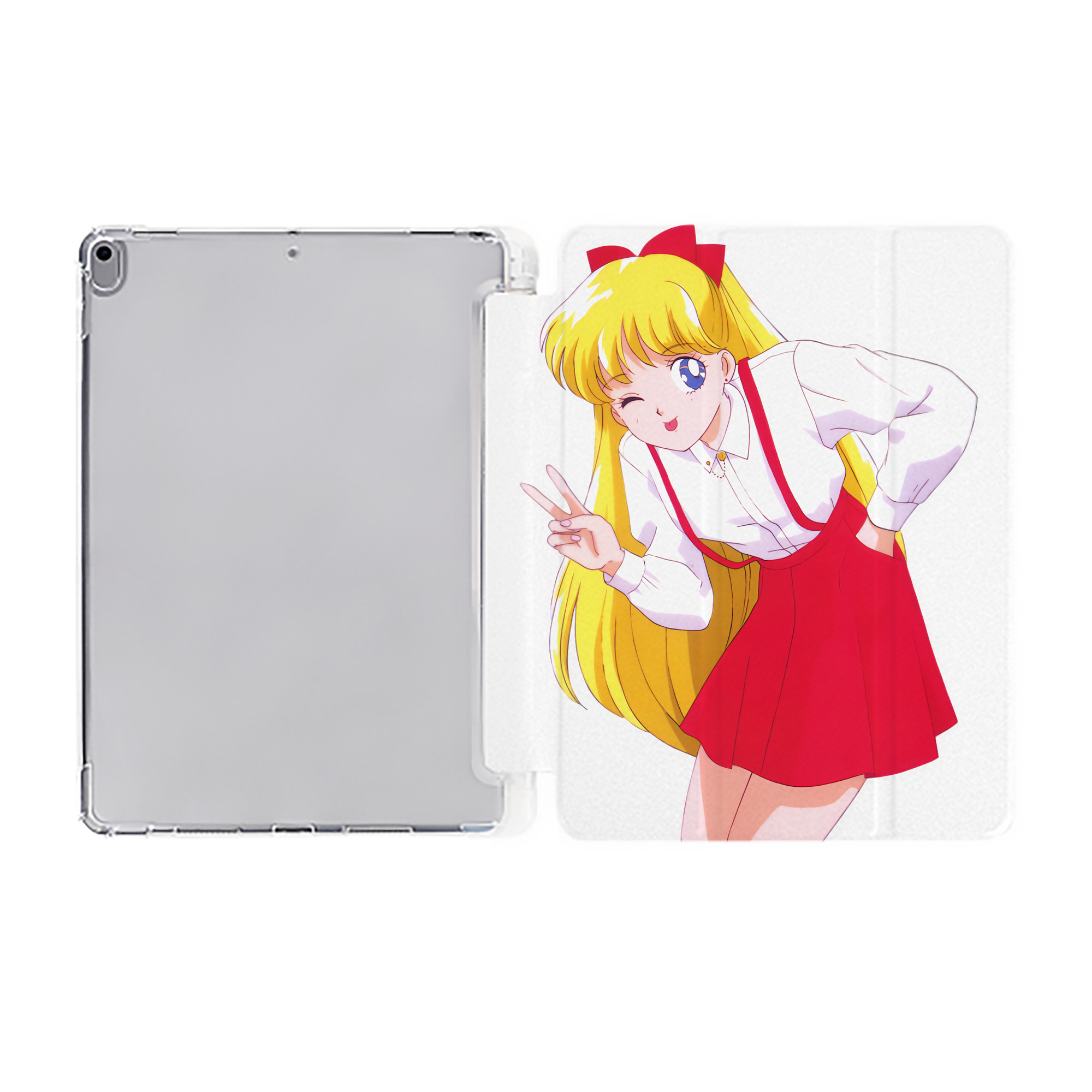 （画像用） 美少女戦士セーラームーン 愛野 美奈子 あいの みなこ Sailor Moon Aino Minako IPad ケース ペン収納付き 三つ折りスタンド PUレザー×シリコン 対応機種9.5/10.5/10.9インチ